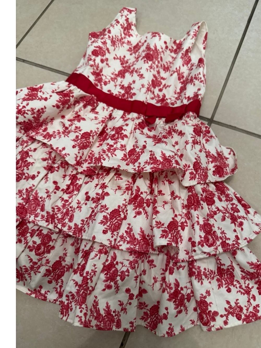 Janie and Jack White Dress with Red Floral Print and Red Sash size 5 new w tags